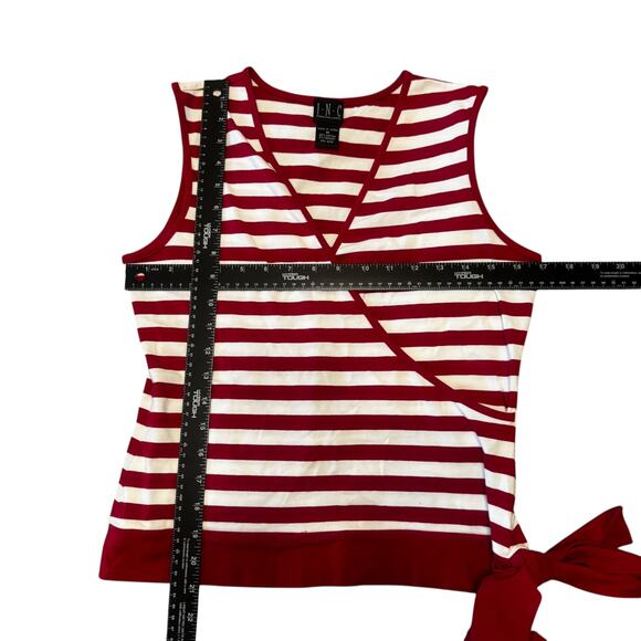 I.N.C. Red & White Striped Wrap Sleeveless Top w/ Side Bow | Size M - Picture 10 of 10